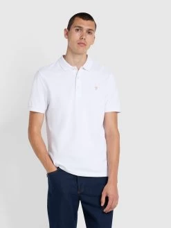Farah Blanes Slim Fit Organic Cotton Polo Shirt In White