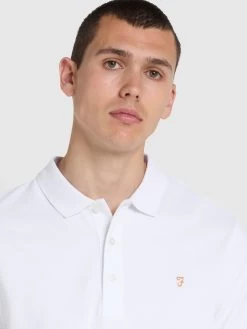 Farah Blanes Slim Fit Organic Cotton Polo Shirt In White -Farah f4ksb068 104 alt4