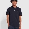 Farah Blanes Slim Fit Organic Cotton Polo Shirt In True Navy