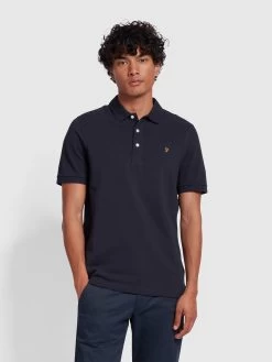 Farah Blanes Slim Fit Organic Cotton Polo Shirt In True Navy