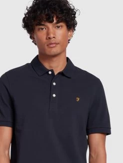 Farah Blanes Slim Fit Organic Cotton Polo Shirt In True Navy -Farah f4ksb068 412 alt4 1