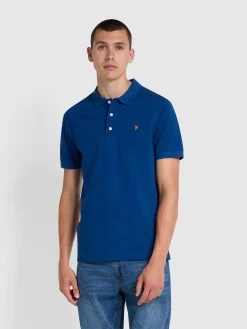 Farah Blanes Slim Fit Organic Cotton Polo Shirt In Blue Peony