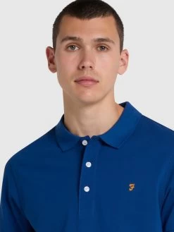 Farah Blanes Slim Fit Organic Cotton Polo Shirt In Blue Peony -Farah f4ksb068 492 alt4