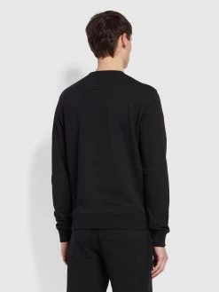 Farah Tim Tall Fit Organic Cotton Crew Neck Sweatshirt In Black -Farah f4ksb072 010 alt2 21611402 ce74 40b0 8931 d611fdf56cbd