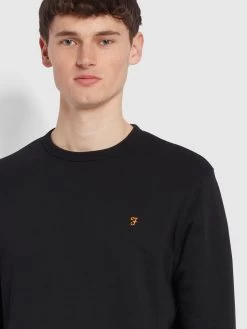 Farah Tim Tall Fit Organic Cotton Crew Neck Sweatshirt In Black -Farah f4ksb072 010 alt4 9d2b940d cfc9 495d 8f12 5bf4c48e4849