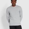 Farah Tim Organic Cotton Crew Neck Sweatshirt In Light Grey Marl -Farah f4ksb072 042 alt1 ef2476fc 3c98 4d0d 9e23 c7a1a4286e7b
