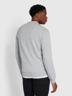 Farah Tim Organic Cotton Crew Neck Sweatshirt In Light Grey Marl -Farah f4ksb072 042 alt3 4aaacb6b 5baa 4b12 9242 a0008d8221c2