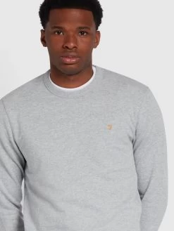 Farah Tim Organic Cotton Crew Neck Sweatshirt In Light Grey Marl -Farah f4ksb072 042 alt4 9184724d c791 4c06 88d2 65fd29161cd3