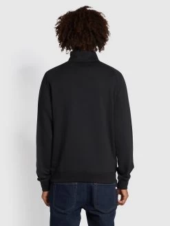 Farah Jim Organic Cotton Quarter Zip Sweatshirt In Black -Farah f4ksb073 010 ALT1