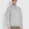 Farah Jim Organic Cotton Quarter Zip Sweatshirt In Light Grey Marl -Farah f4ksb073 042 alt1
