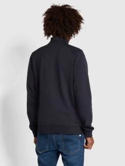 Farah Jim Organic Cotton Quarter Zip Sweatshirt In True Navy -Farah f4ksb073 412 ALT1