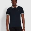 Farah Stanton Slim Fit Tipped Organic Cotton Polo Shirt In True Navy