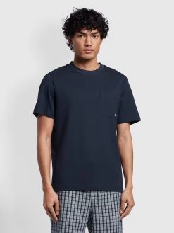 Farah Stacy Regular Fit Pocket Short Sleeve T-Shirt In True Navy