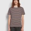 Farah Zephyr Slim Fit Stripe Short Sleeve T-Shirt In Mandarin