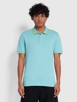 Farah Aikan Regular Fit Tipped Polo Shirt In Stillwater