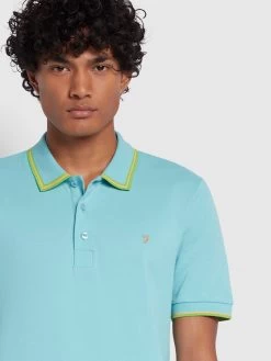 Farah Aikan Regular Fit Tipped Polo Shirt In Stillwater -Farah f4ksd055 329 ALT3