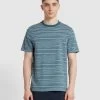 Farah Davis Regular Fit Stripe Print T-Shirt In Croft Green