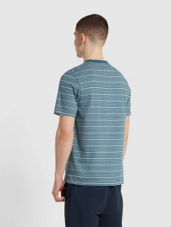 Farah Davis Regular Fit Stripe Print T-Shirt In Croft Green -Farah f4kse018 377 alt3