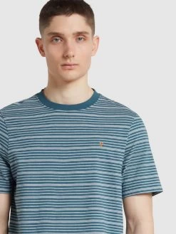 Farah Davis Regular Fit Stripe Print T-Shirt In Croft Green -Farah f4kse018 377 alt4
