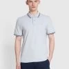 Farah Alvin Cotton Tipped Collar Polo Shirt In Light Grey Marl