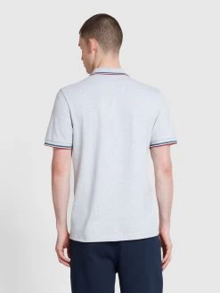 Farah Alvin Cotton Tipped Collar Polo Shirt In Light Grey Marl -Farah f4kse0a7 042 alt3