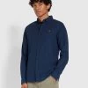 Farah Steen Slim Fit Brushed Organic Cotton Shirt In True Blue