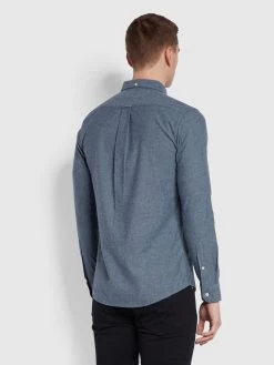 Farah Steen Slim Fit Brushed Organic Cotton Shirt In Blue Bell -Farah f4wbb006 985 alt4