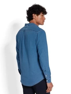 Farah Brewer Slim Fit Organic Cotton Denim Shirt In Stone Wash -Farah f4wbb010 978 alt3 9aaace1f 8a82 47f2 8f60 9c5e0d34eddb