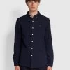 Farah Brewer Slim Fit Indigo Oxford Shirt In Mid Indigo -Farah f4wf8005 977 09e2225d e261 4067 9096 18dc56914436