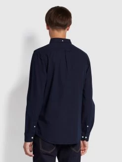 Farah Brewer Slim Fit Indigo Oxford Shirt In Mid Indigo -Farah f4wf8005 977 alt1 836b5d24 1bb5 4de9 af9d 7b070abdfe8c