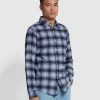 Farah Calabria Casual Fit Ombre Check Shirt In Steel Blue -Farah f4wfd061 488 alt1