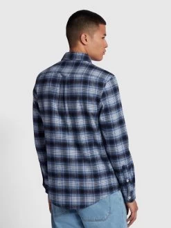 Farah Calabria Casual Fit Ombre Check Shirt In Steel Blue -Farah f4wfd061 488 alt3