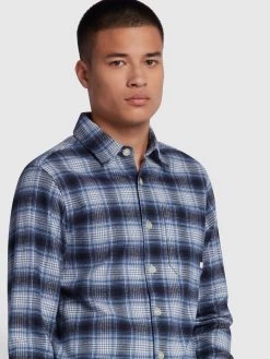 Farah Calabria Casual Fit Ombre Check Shirt In Steel Blue -Farah f4wfd061 488 alt4