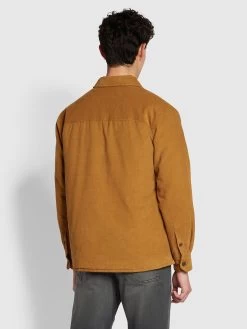 Farah Hunter Relaxed Fit Quilted Corduroy Overshirt In Rich Tobacco -Farah f4whc036 210 ALT1