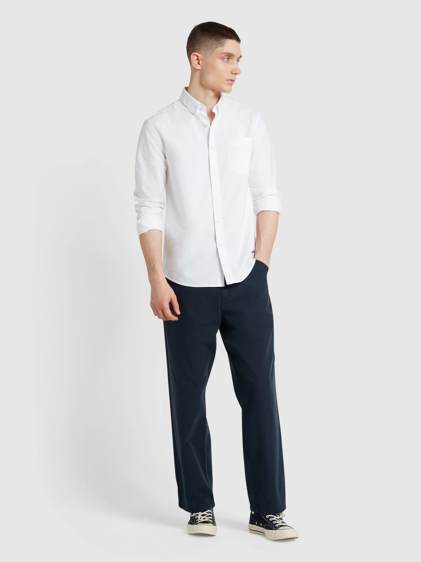 Farah Brewer Casual Fit Organic Cotton Long Sleeve Shirt In White 4 Farah Brewer Casual Fit Organic Cotton Long Sleeve Shirt In White - Image 2