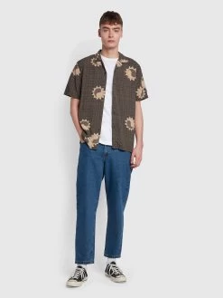 Farah Parker Printed Casual Fit Short Sleeve Shirt In Brown -Farah f4wmc038 412 ALT3