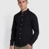 Farah Brewer Slim Fit Organic Cotton Oxford Shirt In Black
