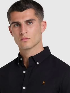 Farah Brewer Slim Fit Organic Cotton Oxford Shirt In Black -Farah f4wsb060 010 alt4