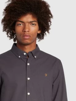 Brewer Slim Fit Organic Cotton Long Sleeve Shirt In Farah Grey 8 Brewer Slim Fit Organic Cotton Long Sleeve Shirt In Farah Grey -Farah f4wsb060 041 ALT3