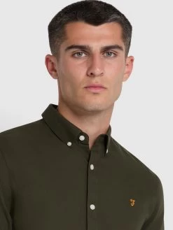 Farah Brewer Slim Fit Organic Cotton Oxford Shirt In Evergreen 9 Farah Brewer Slim Fit Organic Cotton Oxford Shirt In Evergreen -Farah f4wsb060 357 alt4