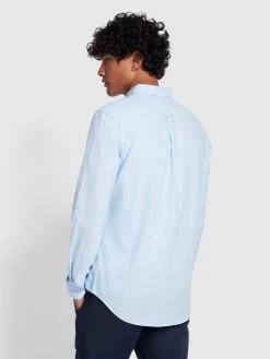 Farah Brewer Slim Fit Organic Cotton Oxford Shirt In Sky Blue -Farah f4wsb060 468 alt3 1