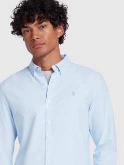Farah Brewer Slim Fit Organic Cotton Oxford Shirt In Sky Blue -Farah f4wsb060 468 alt4 1