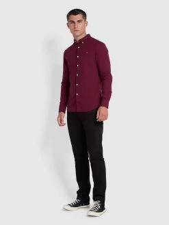 Farah Brewer Slim Fit Organic Cotton Oxford Shirt In Bordeaux -Farah f4wsb060 507 alt2 216c1e59 aaef 42d1 8734 a8b2c4bdc4d7