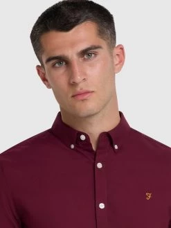 Farah Brewer Slim Fit Organic Cotton Oxford Shirt In Bordeaux -Farah f4wsb060 507 alt4