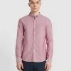 Farah Brewer Slim Fit Organic Cotton Long Sleeve Shirt In Clay Red 1 Farah Brewer Slim Fit Organic Cotton Long Sleeve Shirt In Clay Red -Farah f4wsb060 624 alt1