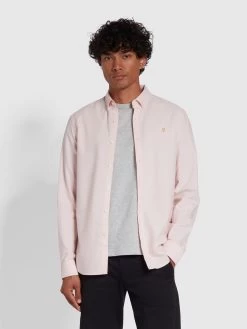 Farah Brewer Slim Fit Organic Cotton Oxford Shirt In Pink