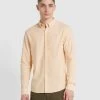 Farah Brewer Slim Fit Organic Cotton Long Sleeve Shirt In Bleached Yellow