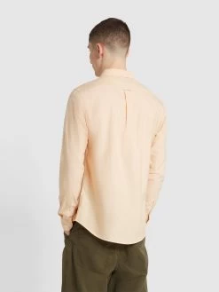 Farah Brewer Slim Fit Organic Cotton Long Sleeve Shirt In Bleached Yellow -Farah f4wsb060 719 alt3