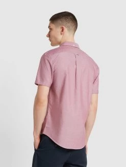 Farah Brewer Short Sleeve Shirt In Clay Red -Farah f4wsb061 624 alt3