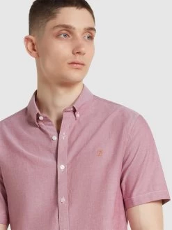 Farah Brewer Short Sleeve Shirt In Clay Red -Farah f4wsb061 624 alt4